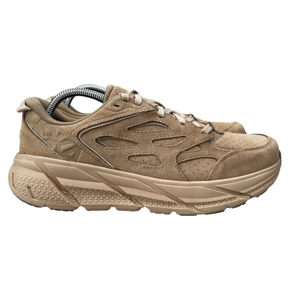 Hoka One One Clifton L Suede Shifting Sand Dune Running Shoes Men's Sz 8.5 - 10